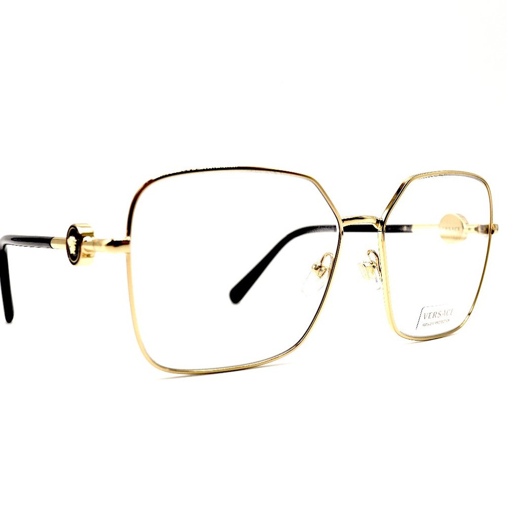 NEW VERSACE VE2227 10021W GOLD BLACK CLEAR LENS AUTHENTIC SUNGLASSES - Picture 1 of 6